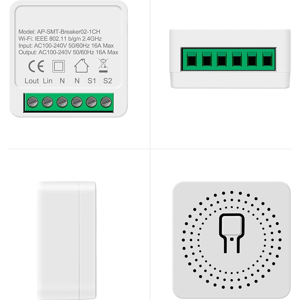Mini interruptor Inteligente 16A AC100V-240V 50Hz/60Hz Compatibilidade com Alexa e Google Assistent - Basilus